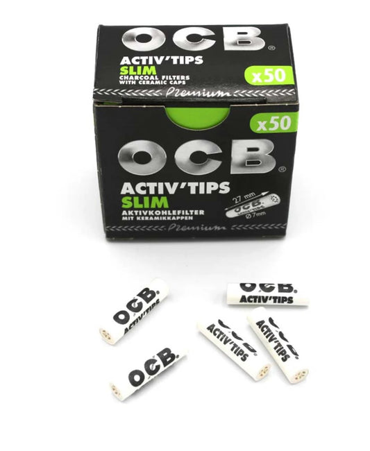 OCB Aktivkohlefilter Activ Tips Slim Ø 7 mm (50 Stück)